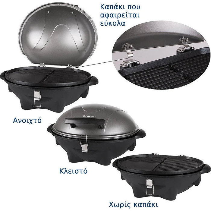 First Austria Folding Electric Grill with Wheels and Lid 2400 W