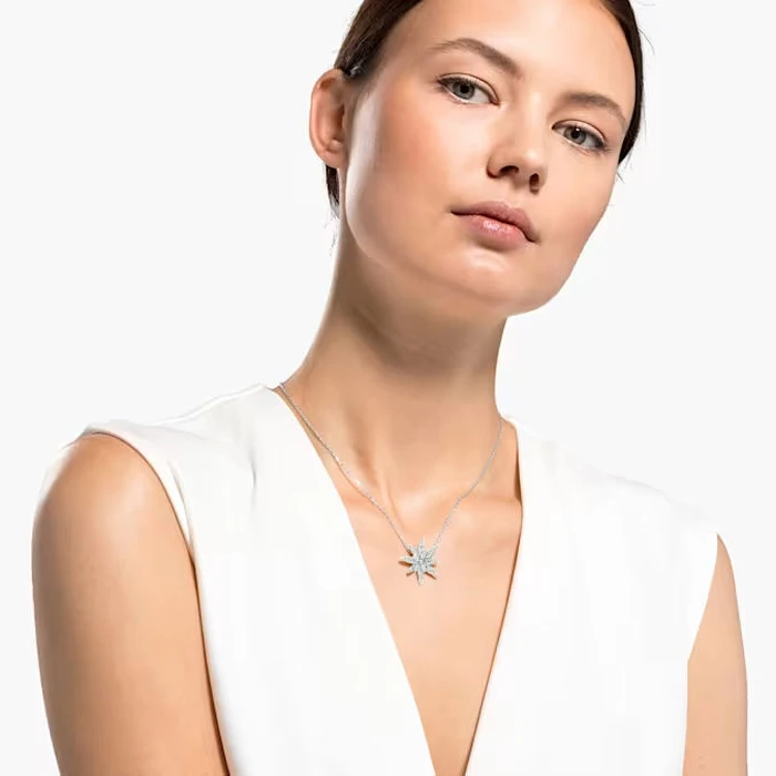 Swarovski Necklace Flower Design 5534887 - Grey crystals, Length 38 cm