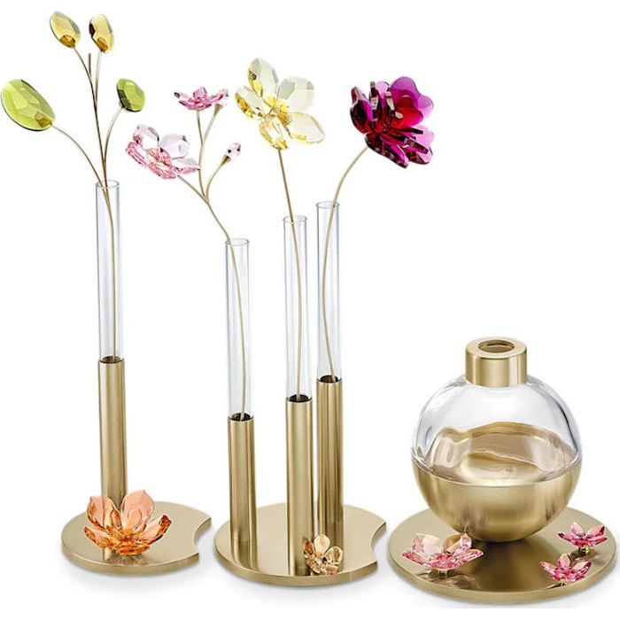Swarovski Διακοσμητικό Βάζο Γυάλινο Χρυσό Ø7 x Υ16 cm (Garden Tales)