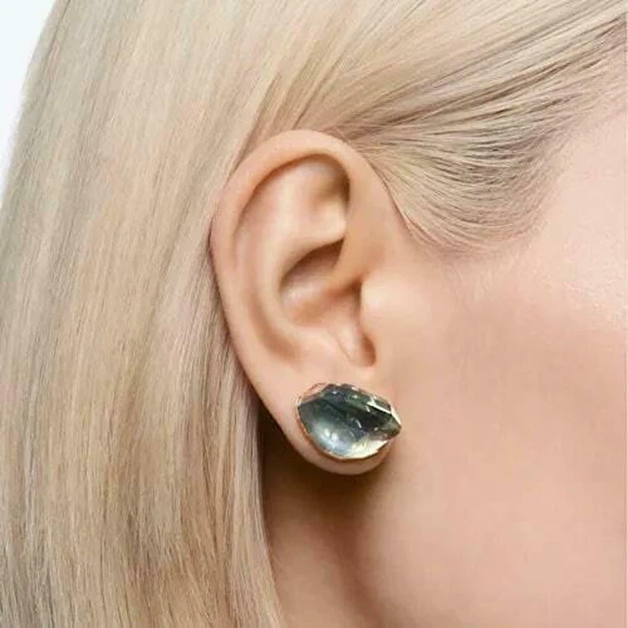 Swarovski Lucent Stud Single Stud Earring, Gold-plated with Blue Swarovski Stones — 5600255