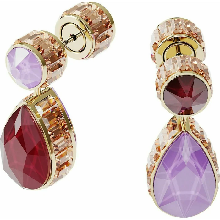 Swarovski Orbita Drop Cut Stud Earrings, Gold-Plated Stainless Steel with Crystals, Model 5600523, 3CM