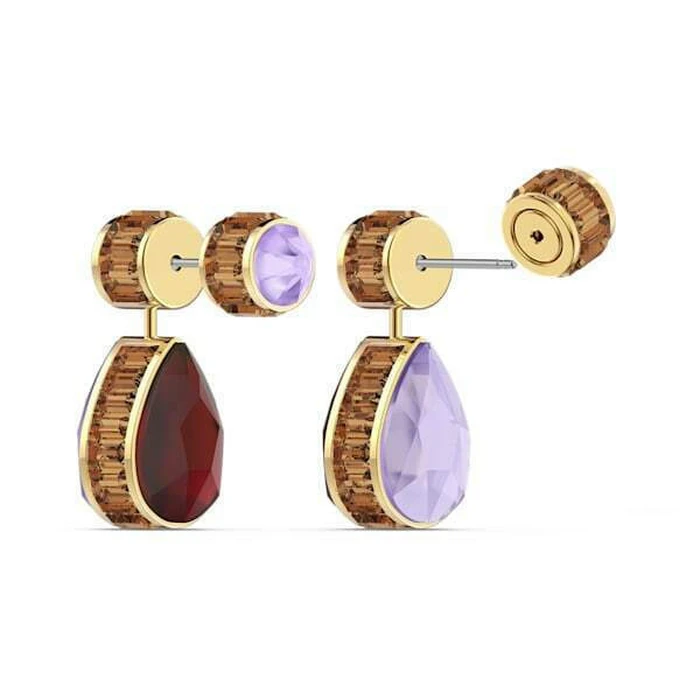Swarovski Orbita Drop Cut Stud Earrings, Gold-Plated Stainless Steel with Crystals, Model 5600523, 3CM
