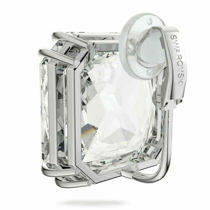 Swarovski Mesmera Square Cut Single Stud Earring with Clip — Silver with Stones (Model 5600756)