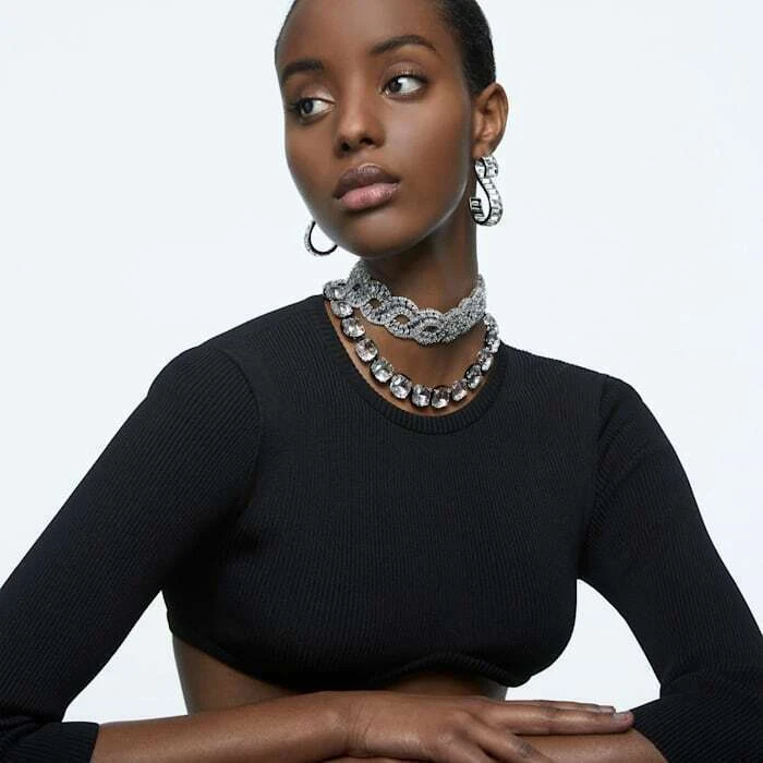 Swarovski Harmonia Choker Cushion Cut 40cm - Γκρι κρύσταλλα