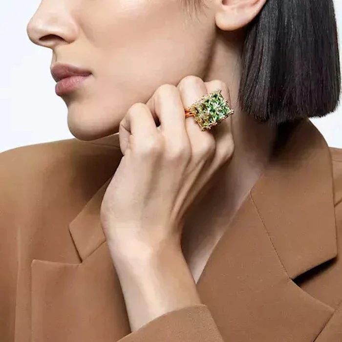 Swarovski Curiosa Cocktail Square Γυναικείο Δαχτυλίδι Επιχρυσωμένο με Ζιργκόν - Μέγεθος 55 (Ø17,2 mm)