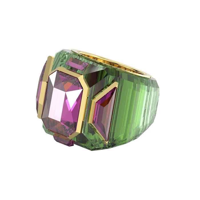 Swarovski Chroma Cocktail Women's Ring with Green Stones Gold Plated 5630317