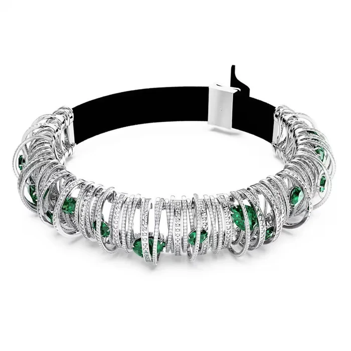 Swarovski Κολιέ από Ατσάλι Γκρι 36-44CM, Ρυθμιζόμενο Choker