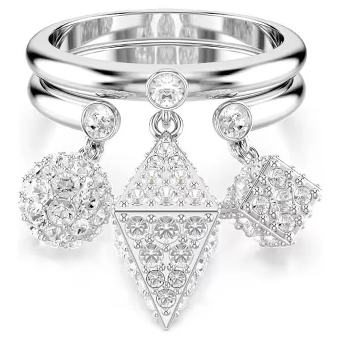 Swarovski Dextera Women's Ring Set Stainless Steel Rings with Stones, Size 55