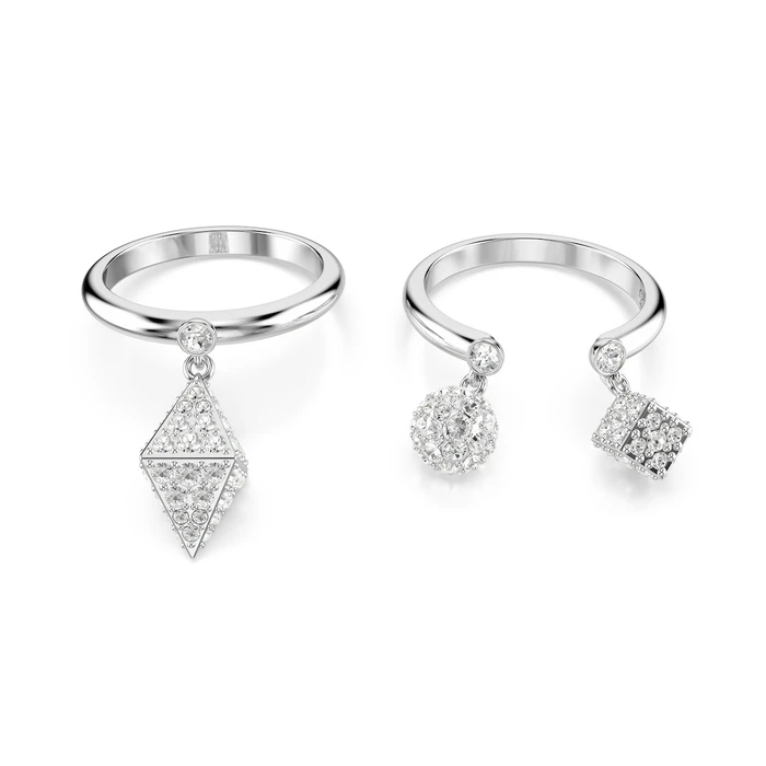 Swarovski Dextera Women's Ring Set Stainless Steel Rings with Stones, Size 55