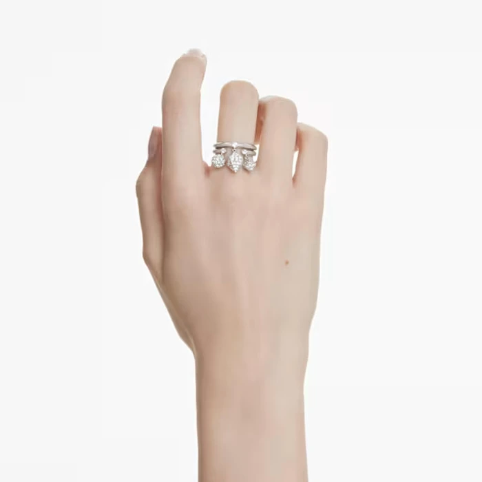 Swarovski Dextera Women's Ring Set Stainless Steel Rings with Stones, Size 55