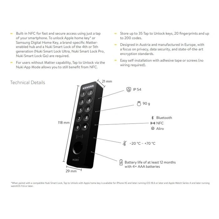 NUKI Keypad 2 NFC - Keypad for smart lock