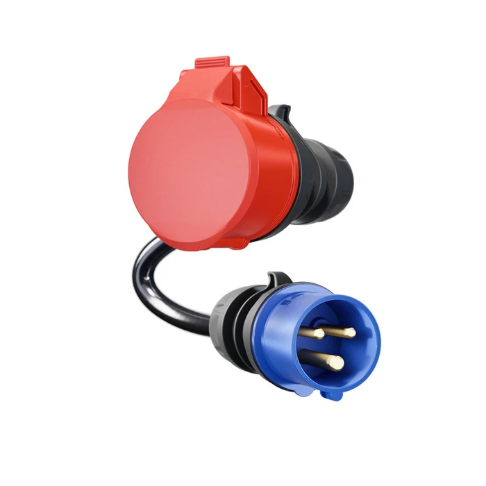 go-e Adapter for Gemini flex 11 kW — CEE red 16A (three-phase) to CEE blue 16A, black, 30 cm