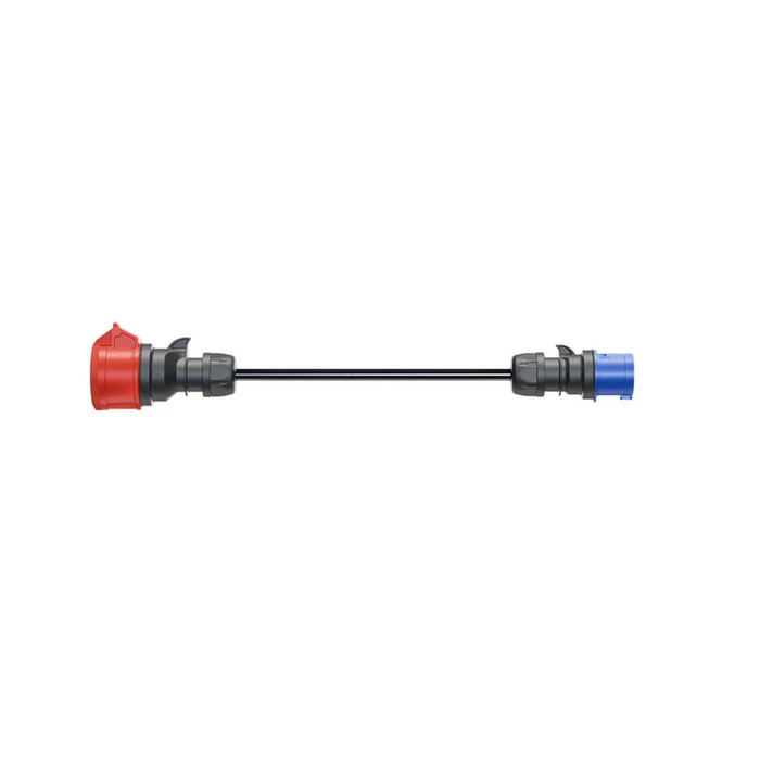go-e Adapter for Gemini flex 11 kW — CEE red 16A (three-phase) to CEE blue 16A, black, 30 cm