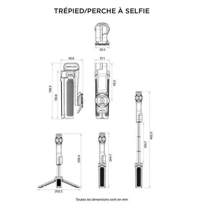 Quad Lock Selfie Stick Μαύρο QLM-TPS