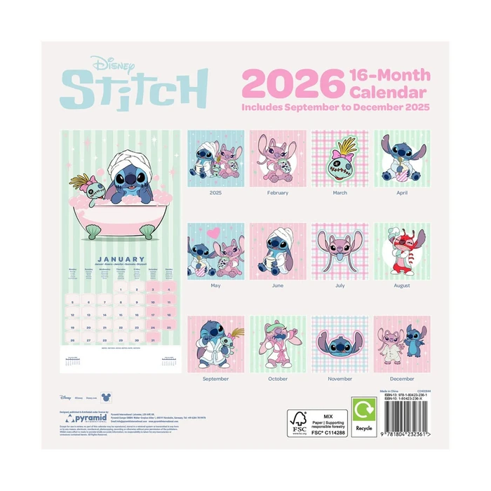 Pyramid Disney Ημερολόγιο Lilo and Stitch 2026 16 Μηνών