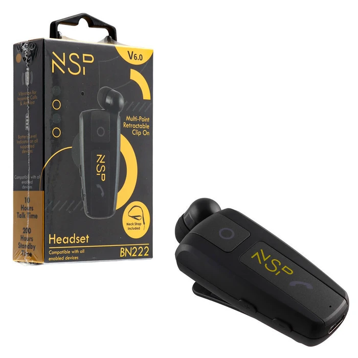 NSP Handsfree Foldable Bluetooth V6 0 with Vibration and Anti Lost Black