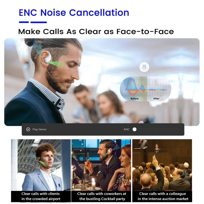 Bluetooth Handsfree Blackview BT5.0 ENC+MIC NOISE REDUCTION with CHARGING DOCK Black