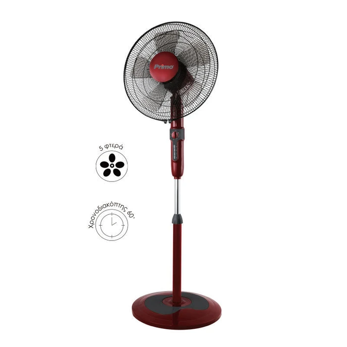 Ανεμιστήρας Ορθοστάτης Primo PRSF-80503 16'' Κόκκινο - Μαύρο