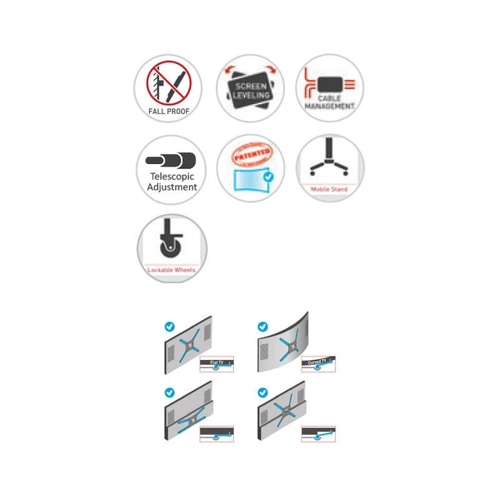 Βάση Τηλεόρασης Δαπέδου Barkan SW411H 13" - 83" με Κλίση και Ροδάκια