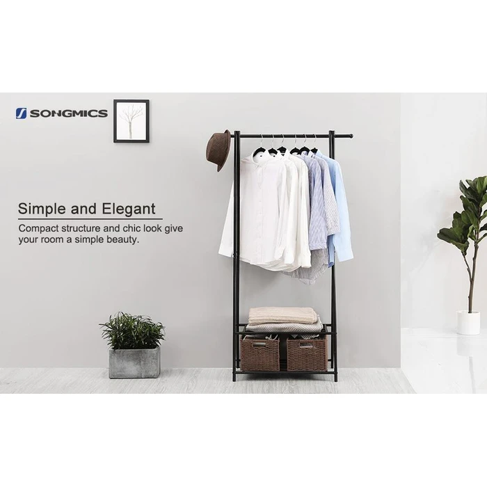 Songmics Μεταλλική Κρεμάστρα Ρούχων Δαπέδου 87.5 x 41 x 155 cm Χρώματος Μαύρο (HSR05B) (SNGHSR05B)