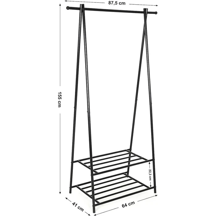 Songmics Μεταλλική Κρεμάστρα Ρούχων Δαπέδου 87.5 x 41 x 155 cm Χρώματος Μαύρο (HSR05B) (SNGHSR05B)