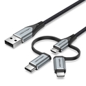 Καλώδιο Vention USB 2.0 A Male to 3-in-1 Micro-B&USB-C&Lightning Male 1M Gray Aluminum Alloy Type