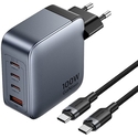 Φορτιστής Πρίζας Vention 100W 1xUSB-A 3xUSB-C + cable