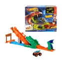 Mattel Hot Wheels Speed Snap Monster Trucks Crocodile Crash Challenge Playset