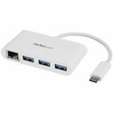 StarTech USB 3.0 Hub 4 Θυρών με σύνδεση USB-C / Ethernet Λευκό (HB30C3A1GEA)