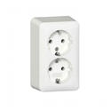 Πρίζα GIRA 478013 2f SCHUKO socket + mounting plate. AP ReinWhite