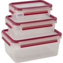 Δοχεία αποθήκευσης τροφίμων Emsa Clip&Close 515584 3 τεμ. διαφανές/βατόμουρο
