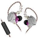 KZ In Ear Monitor Earphones ZSN PRO Purple Mic 1BA 1DD 3.5mm