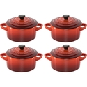 Σετ Μαγειρικά Σκεύη Le Creuset Stoneware Set of 4 petite 10x5cm volcan.