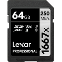 Κάρτα Μνήμης Lexar SDXC 64GB Professional 1667x UHS-II U3 ​​(120/250 MB/s)