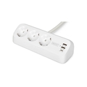 Πολύπριζο Digitus power strip 2x + 2USB 1,5m 12W 30W White