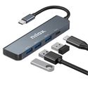 Nilox USB 3.0 Hub 4 Θυρών με σύνδεση USB-C Γκρι (5812)
