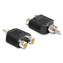 POWERTECH RCA Male to 2x RCA Female Adapter CAB-R020 Black