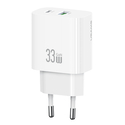 USAMS φορτιστής τοίχου CC317 USB και USB C 33W GaN λευκός