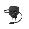 XO Fast Charger with Retractable Type-C Cable and 1 USB-A Port EU 20W L165