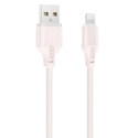 XO Καλώδιο Φόρτισης & Μεταφοράς Δεδομένων USB-A σε Lightning Πλεκτό 6A Ροζ 1m