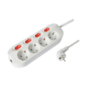 Technik Professional Power Strip 4 Socket with 1.5m Cable and 4 Switches 16A