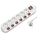 Technik Professional Power Strip 6 Socket with 1.5m Cable 1.5mm2 and 6 1 Switches 16A