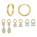 BAMOER Σκουλαρίκια Κρίκοι YIE262 με 3x Σετ Charm Κυβική Ζιρκόνια