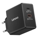 Lenovo Φορτιστής GaN με 2 Θύρες USB-C και Καλώδιο USB-C - USB-C 65W Μαύρος (40AW065BEU)