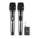 Akai AMD-350BT Σετ 2 Ασύρματα Χειρός Μικρόφωνα με Δέκτη (Ασημί/Μαύρο)