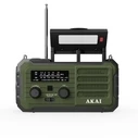 Akai APR-801 Survival Radio with Solar Panel, Crank Dynamo, Bluetooth 5.3 & Power Bank (Green)
