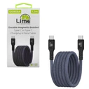 Lime LBMCC04 Ανθεκτικό Μαγνητικό Πλεκτό Καλώδιο USB-C σε USB-C 120W 1,2m Γκρι