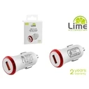 Lime LCU02 Φορτιστής Αυτοκινήτου USB Fast Charging QC 3.0 20W Λευκό