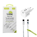 Lime Φορτιστής Ταξιδιού GaN 45W με Πλεκτό Καλώδιο USB-C σε USB-C 1m (LBCC01)
