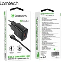 Φορτιστής Πρίζας Lamtech Charger QC3.0 18W With Lightning Cable 1M Black